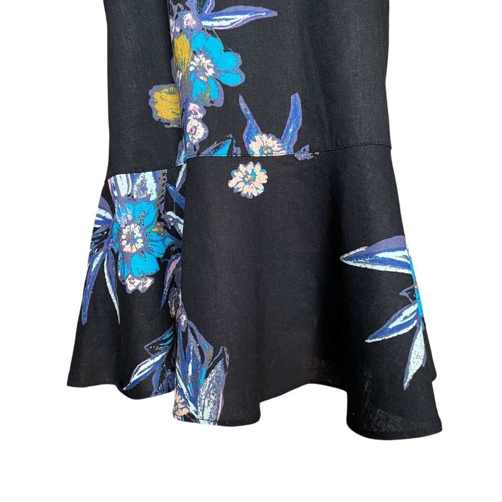 FREE PEOPLE Summer in Tulum Tunic Top Ruffle Floral Black Size Medium - Picture 5 of 15